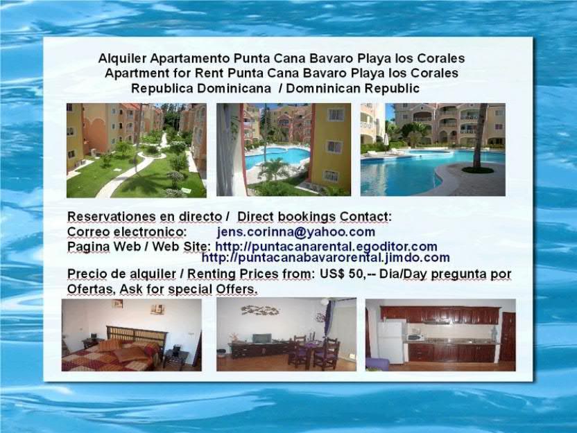 Alquiler en Bavaro Punta Cana Apartamentos,Viviendas Vacational Playa Los Corales